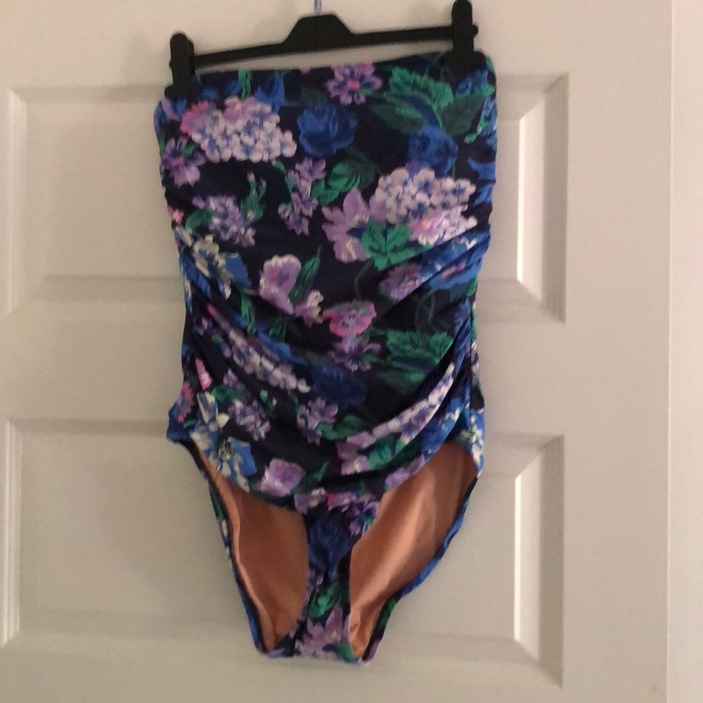 JCrew bandeau one piece retro floral swim suite